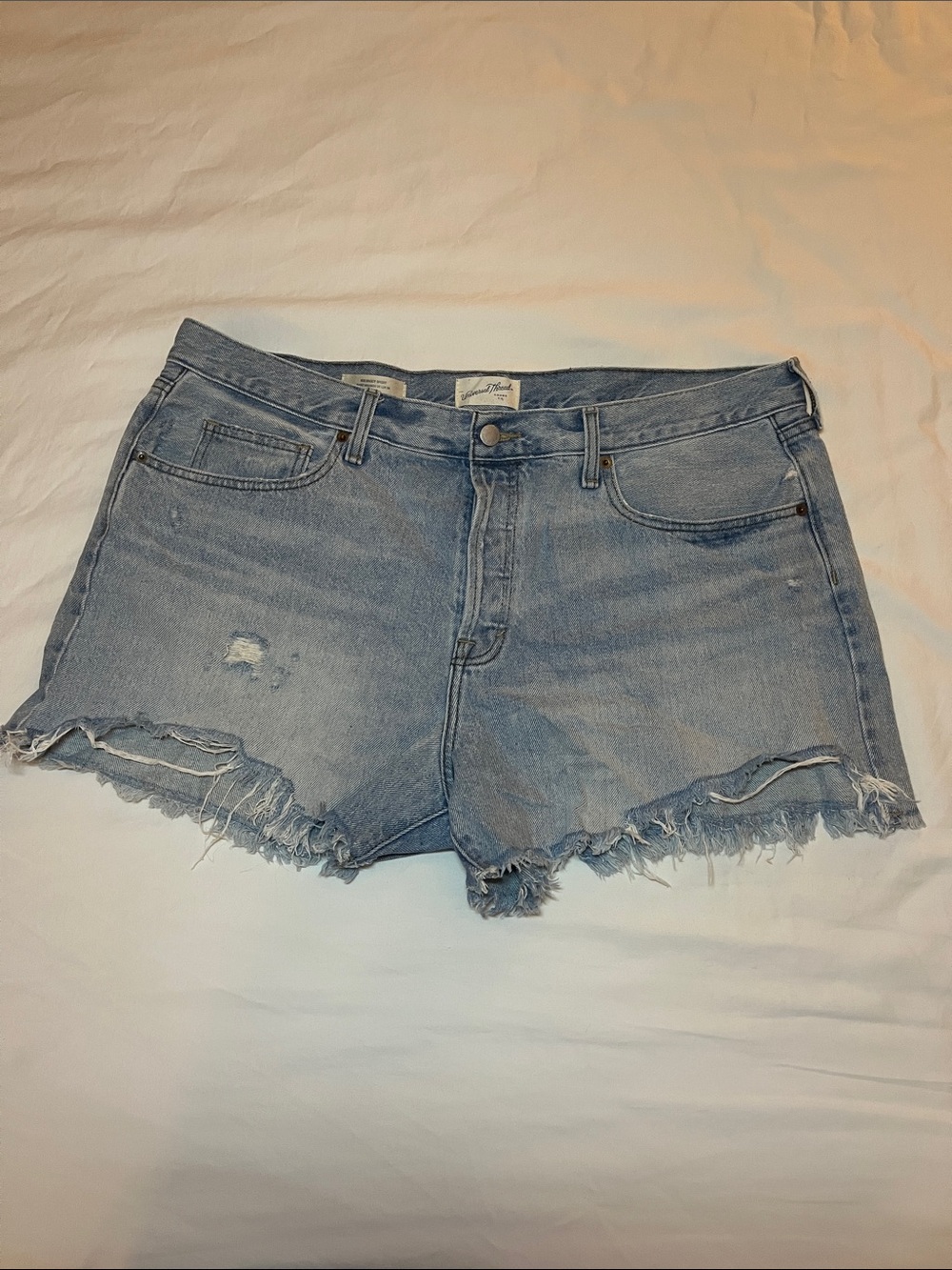 Universal Thread Light Blue High-Rise Distressed Denim Shorts
